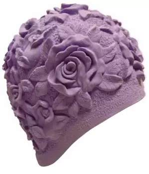 Шапочка для плавания Indigo Объемный рис Розы латекс фиолетовый V2