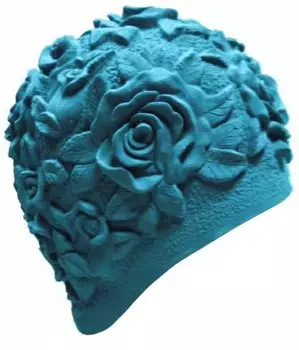 Шапочка для плавания INDIGO женская объемный рисунок Розы IN083 Голубой