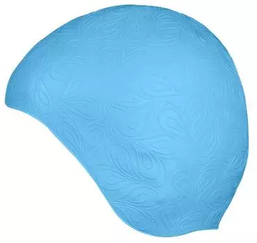 Шапочка для плавания INDIGO резиновая женская с рисунком, IN080, Голубой,