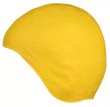 Шапочка для плавания INDIGO резиновая женская с рисунком, IN080, Желтый,