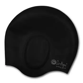 Шапочка для плавания силиконовая INDIGO анатомическя форма, 402 SC, Черный,
