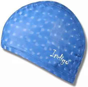 Шапочка для плавания ткань прорезиненная с эффектом 3D INDIGO, IN047, Синий,