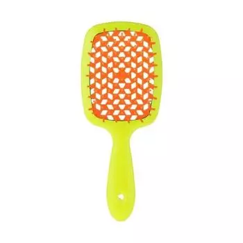 Щетка Janeke Superbrush с закругленными зубчиками, желто-оранжевая, 20.3х8.5х3.1 см