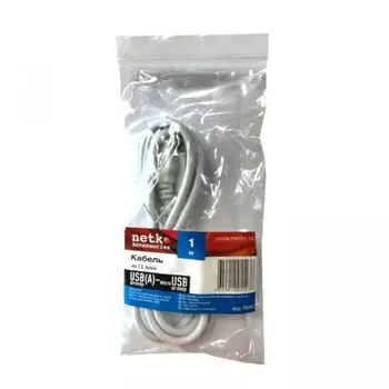 Шнур Netko USB-microUSB 1м белый