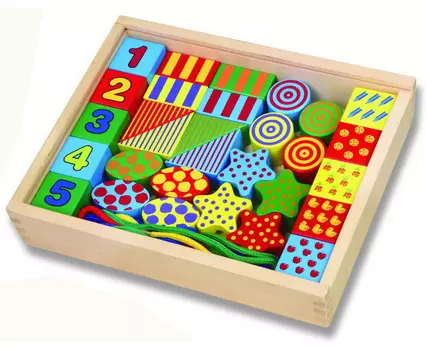 Шнуровка блоков (дерево) в ящике VIGA VG58505