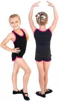 Шорты гимнастические детские INDIGO c окантовкой, SM-333, Черный-фуксия, 34