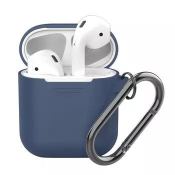 Силиконовый чехол Deppa для AirPods карабин blue