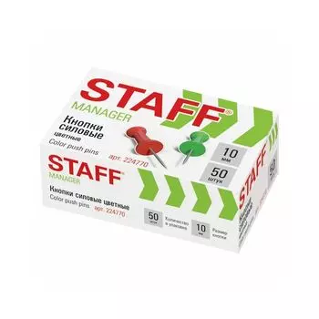 Силовые кнопки-гвоздики STAFF, цветные, 50 шт., в картонной коробке, 224770, (24 шт.)