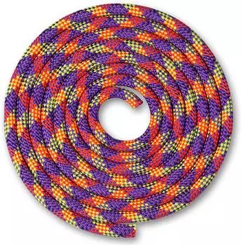 Скакалка для художественной гимнастики Утяжеленная 150 г INDIGO Мультицвет №1, SM-359, Фиолетово-кораллово-лимонный, 2,5 м