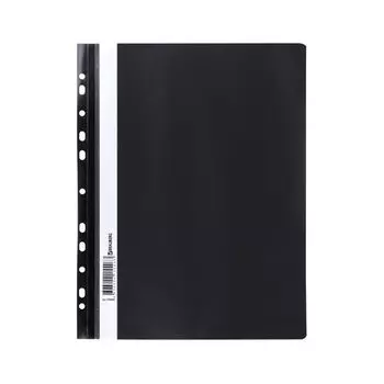 Скоросшиватель пластиковый с перфорацией BRAUBERG, А4, 140/180 мкм, черный, 226586, (40 шт.)