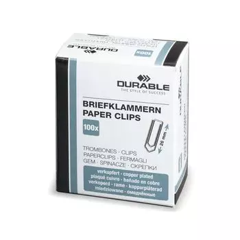 Скрепки DURABLE (Германия), 26 мм, омедненные, 100 шт., в картонной коробке, 1204-24, (20 шт.)
