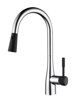 Смеситель для кухни D&amp;K Rhein.Schiller с выдвижной лейкой хром черный (DA1462505B)