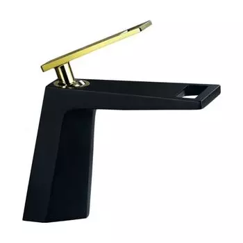 Смеситель на раковину (чёрный/золото) Bronze de Luxe QUADRO (A919B)