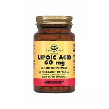 Солгар Альфа-липоевая кислота для увелечения физической выносливости 30 капсул (Solgar, Спец. добавки)