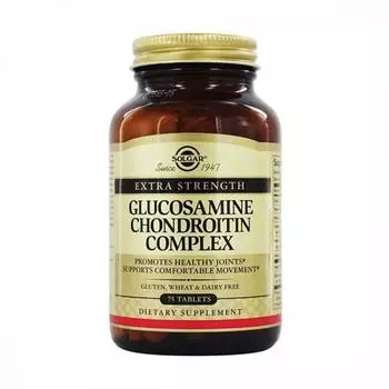 Солгар Глюкозамин-Хондроитин, для улучшения функционирования суставов и восстанавлению хрящей 75 таблеток (Solgar, Комплексы)