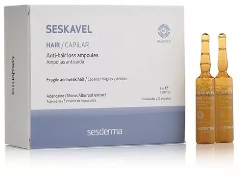 Средство в ампулах от выпадения волос Sesderma Seskavel, 12 шт. по 8 мл
