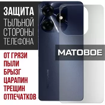 Стекло защитное гибридное МАТОВОЕ Krutoff для Tecno Spark 10 Pro задняя сторона