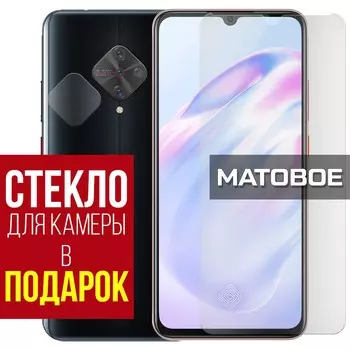 Стекло защитное гибридное МАТОВОЕ Krutoff для Vivo V17 + защита камеры (2 шт.)