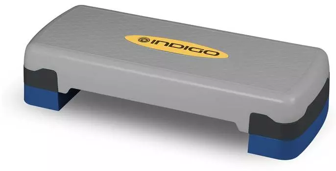 Степ-платформа для аэробики 2 уровня INDIGO IN171 68*28*10/15 см Серо-синий