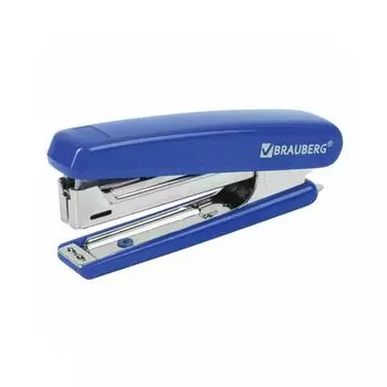 Степлер №10 BRAUBERG Classic, до 12 листов, с антистеплером, синий