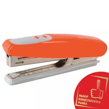 Степлер №10 BRAUBERG Germanium, до 12 листов, с антистеплером, оранжевый, 226566
