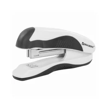 Степлер №10 BRAUBERG "JET PRO", до 12 листов, эргономичный, бело-черный, 228583