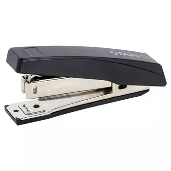 Степлер №10 STAFF, до 10 листов, с антистеплером, черный, 224625, (12 шт.)