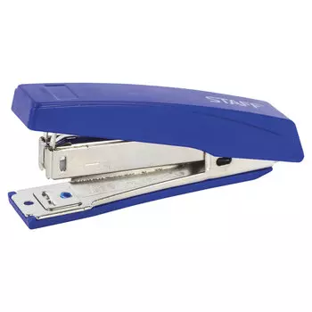 Степлер №10 STAFF, до 10 листов, с антистеплером, синий, 227405, (12 шт.)
