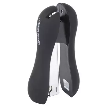 Степлер №24/6, 26/6 BRAUBERG Soft Black, до 20 листов, эргономичный, черный, 226862