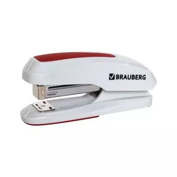 Степлер №24/6, 26/6 BRAUBERG "Super", до 30 листов, серо-красный, 229088