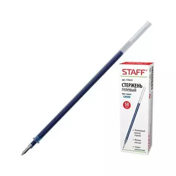Стержень гелевый STAFF, 135 мм, СИНИЙ, узел 0,5 мм, линия письма 0,35 мм, 170231, (100 шт.)