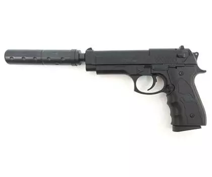 Страйкбольный пистолет с глушителем Galaxy G.052A Beretta 92