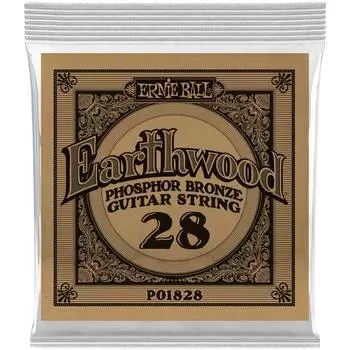 Струна одиночная для акустической гитары ERNIE BALL 1828 Earthwood Phosphor Bronze .028