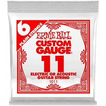 Струна одиночная для акустической и электрогитары ERNIE BALL 1011 Plain Steel .011