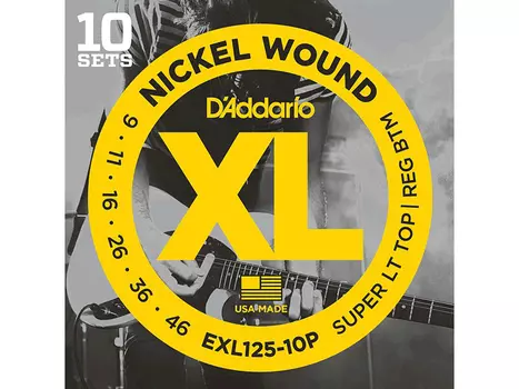 Струны D'Addariо EXL125-10P Nickel Wound 9-46 для электрогитары 10 комплектов