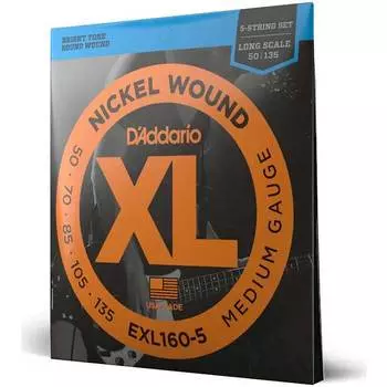 Струны для 5 струнной бас-гитары D'ADDARIO EXL160 5