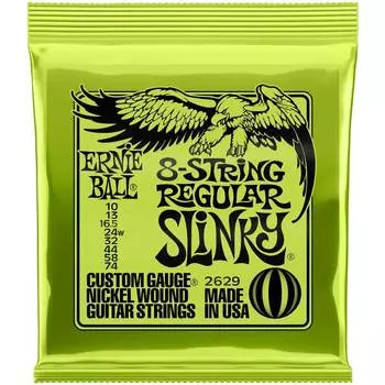 Струны для 8 струнной электрогитары ERNIE BALL 2629 Nickel Wound Slinky Regular 10-74