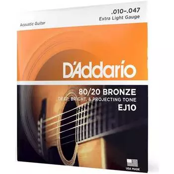 Струны для акустической гитары D'ADDARIO EJ10
