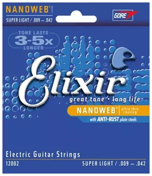 Струны Elixir 12002 NANOWEB 9-42 для электрогитары