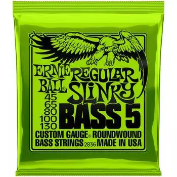 Струны ERNIE BALL 2836 Nickel Wound Slinky Regular 45-130 для 5 струнной бас-гитары