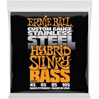 Струны ERNIE BALL 2843 Stainless Steel Slinky Hybrid 45-105 для бас-гитары