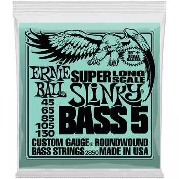 Струны ERNIE BALL 2850 Nickel Wound Super Long Scale Slinky 45-130 для 5 струнной бас-гитары