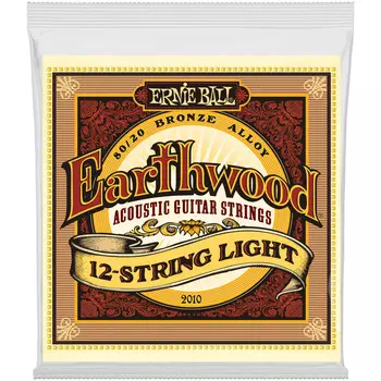 Струны Ernie Ball P02010 Earthwood Light для 12-струнной акустической гитары бронза 9-46
