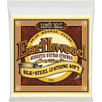 Струны Ernie Ball P02051 Earthwood Silk &amp; Steel Soft для акустической 12-ст. гитары сталь+шелк 9-46