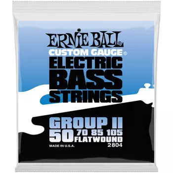 Струны Ernie Ball P02804 FlatWound Group II для бас-гитары 50-105 сталь