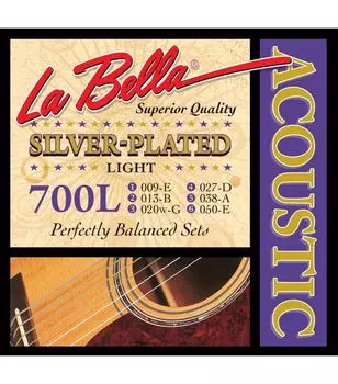 Струны La Bella 700L 009-050 посеребренные для акустической гитары