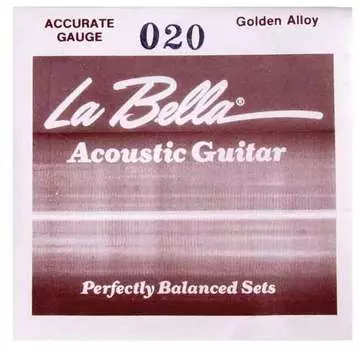 Струны La Bella GW020 Отдельная струна, сталь в бронзовой оплетке, 020,