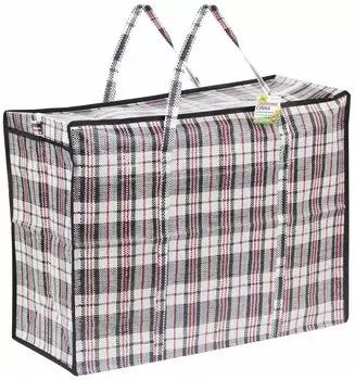 Сумка-баул хозяйственная, полипропилен, 60х45х25 см, 68 литров, черно-красная, 150 г/м2, ЛЮБАША, 604700