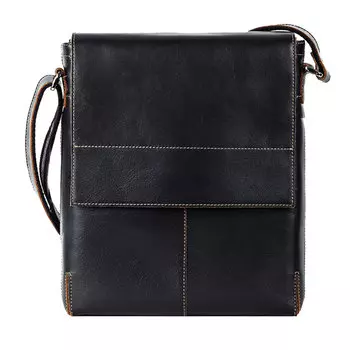 Сумка молодежная FABULA Kansas, натуральная кожа, отстрочка, магнитный замок, 240x280x40 мм, черная, S.7/1.TX