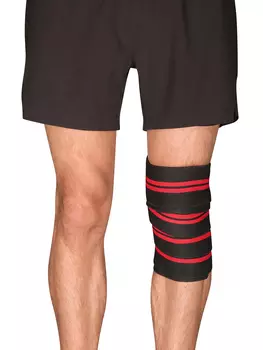 Суппорт колена (бинт) эластичный INDIGO IN262 2 м Черно-красный